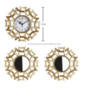 Ensemble 3 Miroirs Ronds Suspendus Dorés Vintage - Décoration Murale Art Déco