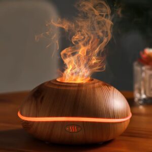 Diffuseur d'Arômes Électrique 200ml - Humidificateur Ultrasonique Effet Flamme LED