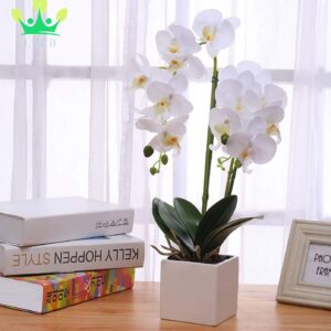 Orchidée Artificielle avec Vase - Fleur Décorative Real Touch pour Centre de Table